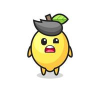 the shocked face of the cute lemon mascot vector