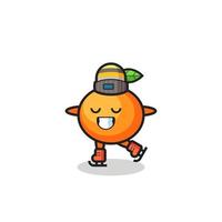 mandarin orange cartoon as an ice skating player doing perform vector