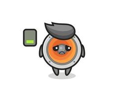 loudspeaker mascot character doing a tired gesture vector