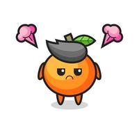 annoyed expression of the cute mandarin orange cartoon character vector