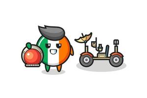 the cute ireland flag badge as astronaut with a lunar rover vector