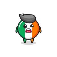 the shocked face of the cute ireland flag badge mascot vector