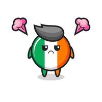 annoyed expression of the cute ireland flag badge cartoon character vector