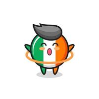 cute ireland flag badge cartoon is playing hula hoop vector