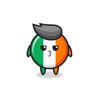 the bored expression of cute ireland flag badge characters vector