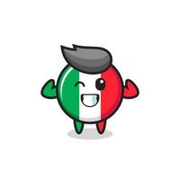 El musculoso personaje de la bandera de Italia está posando mostrando sus músculos vector