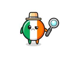 la mascota de la linda insignia de la bandera de irlanda como detective vector