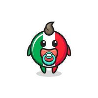 Bebé personaje de dibujos animados de la bandera de Italia con chupete vector