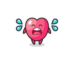 heart symbol cartoon illustration with crying gesture vector