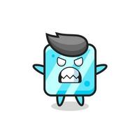 wrathful expression of the ice cube mascot character vector