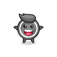 the illustration of cute hockey puck doing scare gesture vector