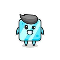 cute ice cube mascot with an optimistic face vector