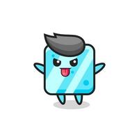 naughty ice cube character in mocking pose vector