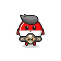 the MMA fighter indonesia flag badge mascot with a belt vector