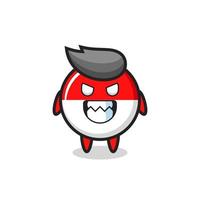 evil expression of the indonesia flag badge cute mascot character vector