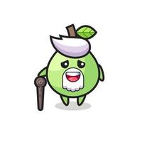 cute guava grandpa is holding a stick vector