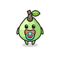 baby guava cartoon character with pacifier vector