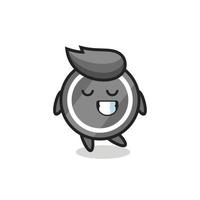 hockey puck cartoon illustration with a shy expression vector