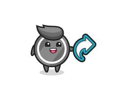 cute hockey puck hold social media share symbol vector