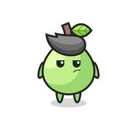 cute guava character with suspicious expression vector