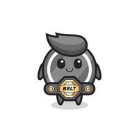 the MMA fighter hockey puck mascot with a belt vector