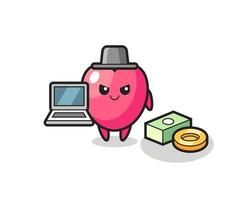 Mascot Illustration of heart symbol as a hacker vector