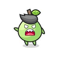 cute guava cartoon in a very angry pose vector