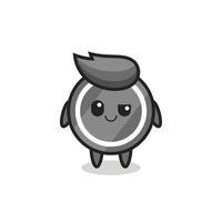 hockey puck cartoon with an arrogant expression vector