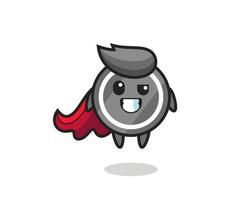 the cute hockey puck character as a flying superhero vector