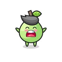 cute guava mascot with a yawn expression vector