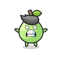 wrathful expression of the guava mascot character vector