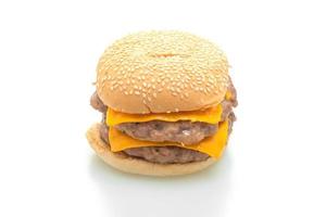 Pork hamburger or pork burger with cheese on white background photo