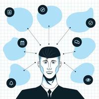 Hand Drawn Business Man with Mind Mapping Concept vector