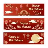 Mid Autumn Festival Banners in Red vector