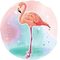 Watercolor beautiful realistic pink flamingo vector