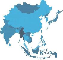 Circle Geometry East Asia map. vector