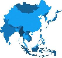 Square Geometry East Asia map. vector