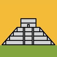 outline simplicity drawing of chichen itza landmark vector