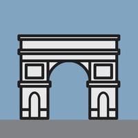 outline simplicity drawing of arc de triomphe landmark vector