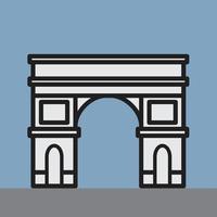 outline simplicity drawing of arc de triomphe landmark vector