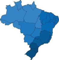 Blue outline Brazil map on white background. Vector illustration.