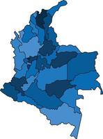 Mapa de colombia de contorno azul sobre fondo blanco. ilustración vectorial. vector