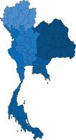 Blue outline Thailand map on white background. Vector illustration.