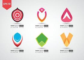 conjunto de iconos y logotipo cuadrado brillante gradiente ilustración vectorial vector