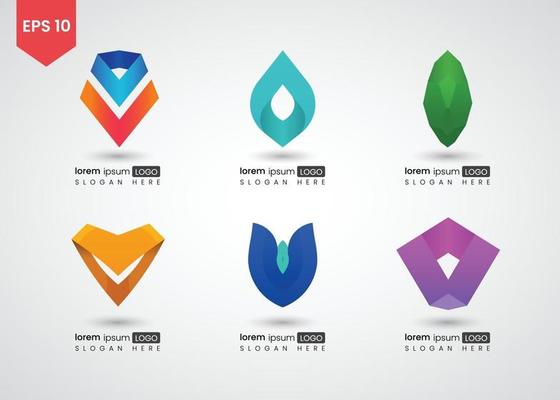 Set of icons and logo bright gradient Vector illustration