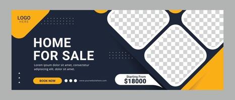 Home for sale social media cover template banner for advertisement vector