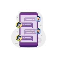 chat en vivo en la conversación de soporte en línea de messenger vector