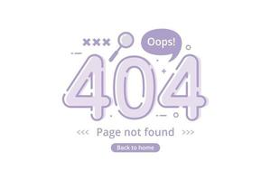 Página de error 404 no encontrada aislada en fondo blanco vector