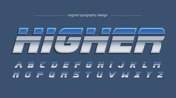 Blue and chrome sports typography vector