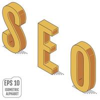 The word SEO written in the isometric alphabet. vector